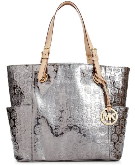 michael kors metallic monogram tote|Michael Kors large tote.